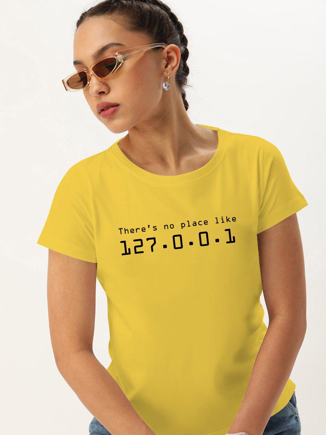 harvard yellow typography printed pure cotton casual t-shirt