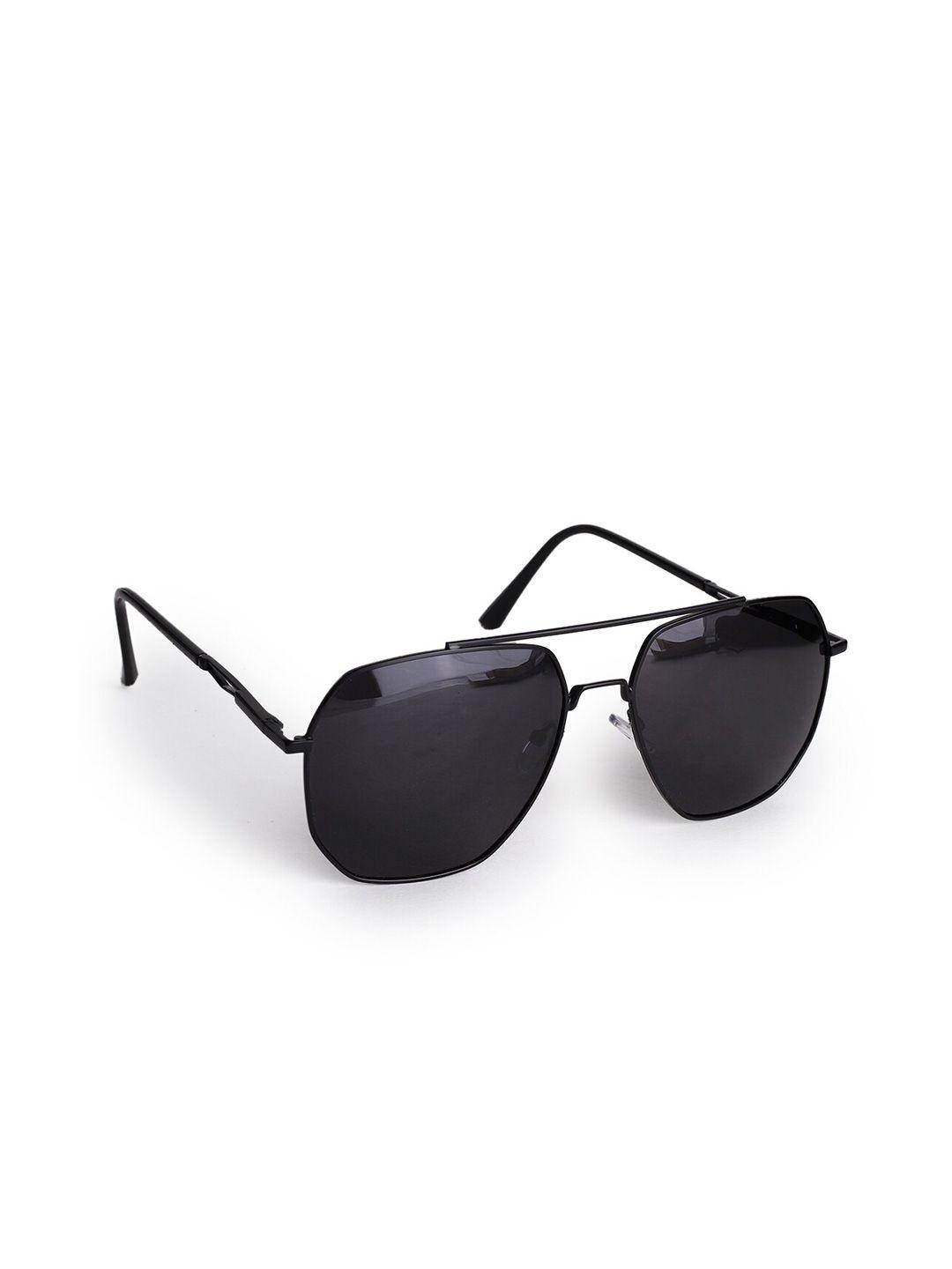 hashburys unisex black lens & black square sunglasses with uv protected lens
