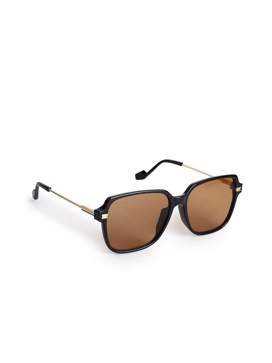 hashburys unisex brown lens & black square sunglasses with uv protected lens