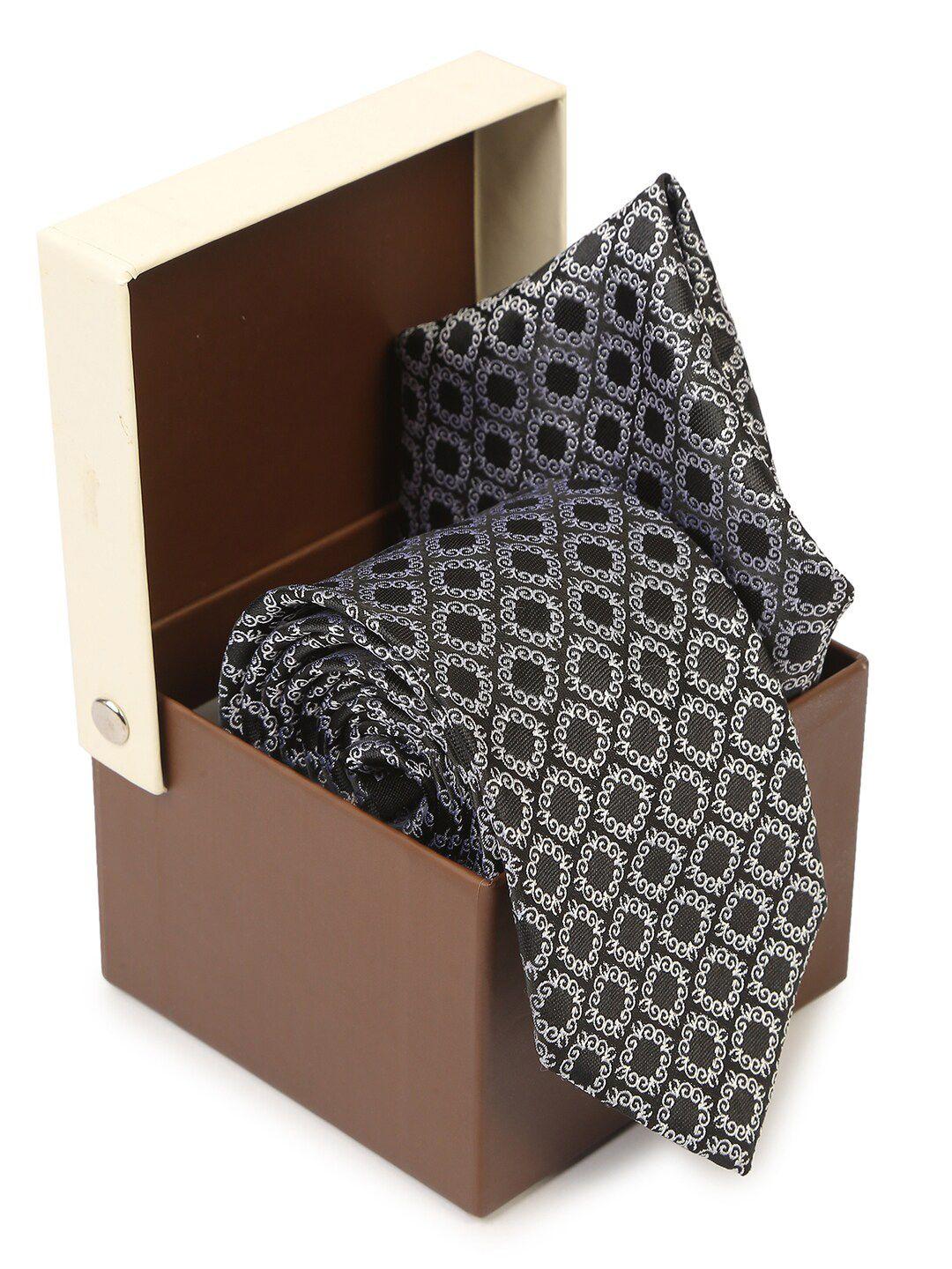 hashburys men woven design broad tie with pocket square