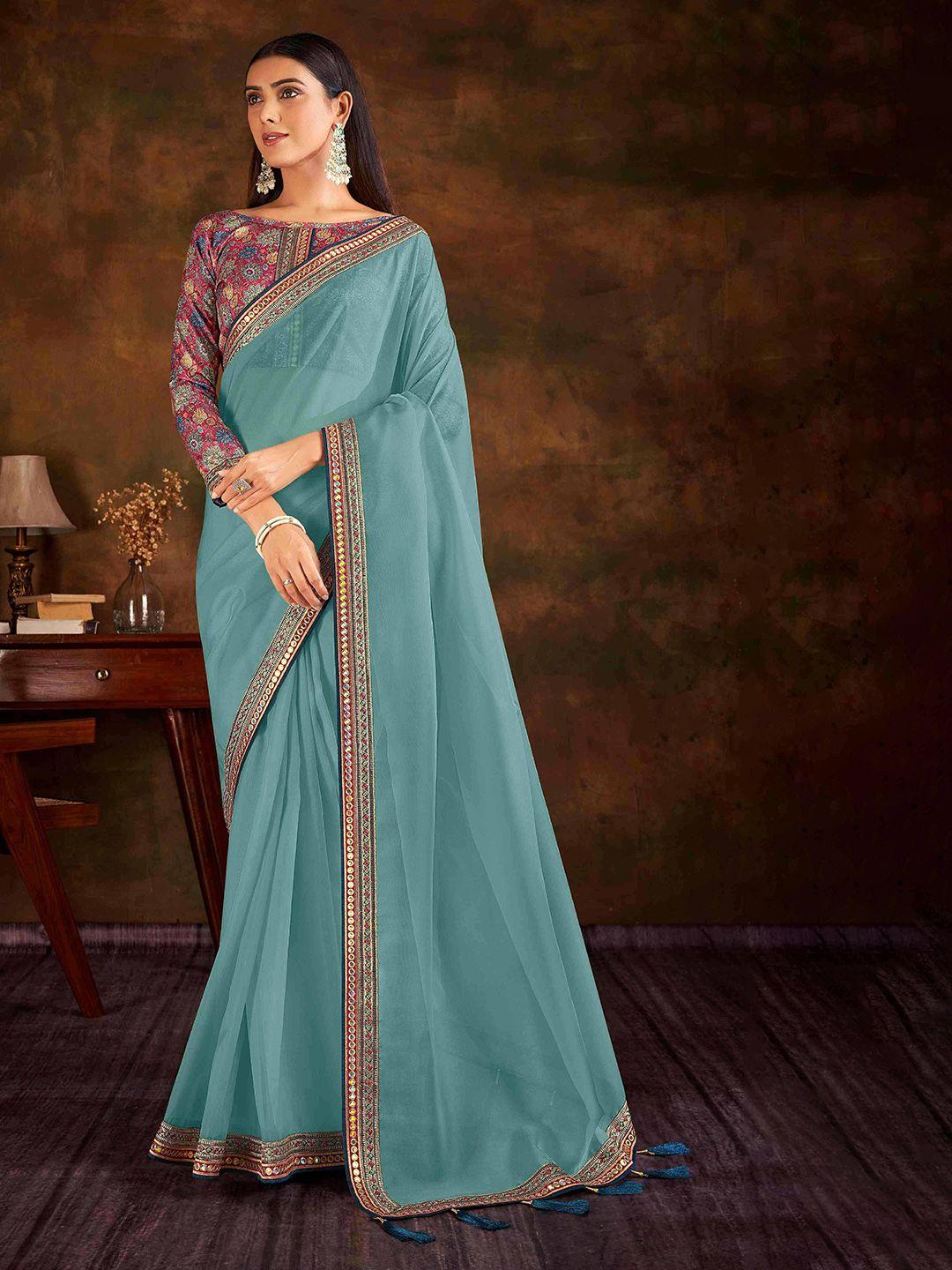 hasri embroidered organza saree