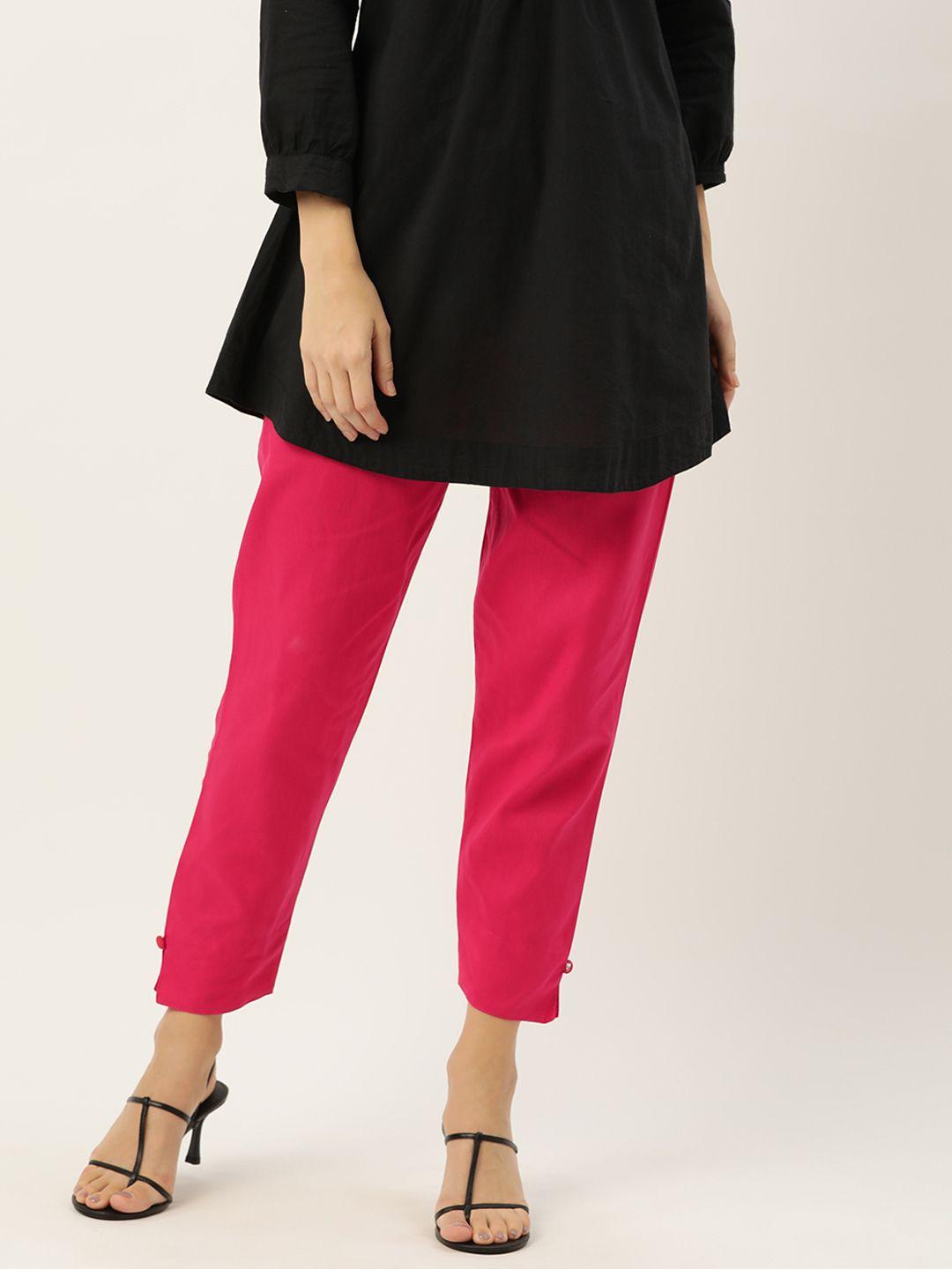 hasri women solid pure cotton trousers