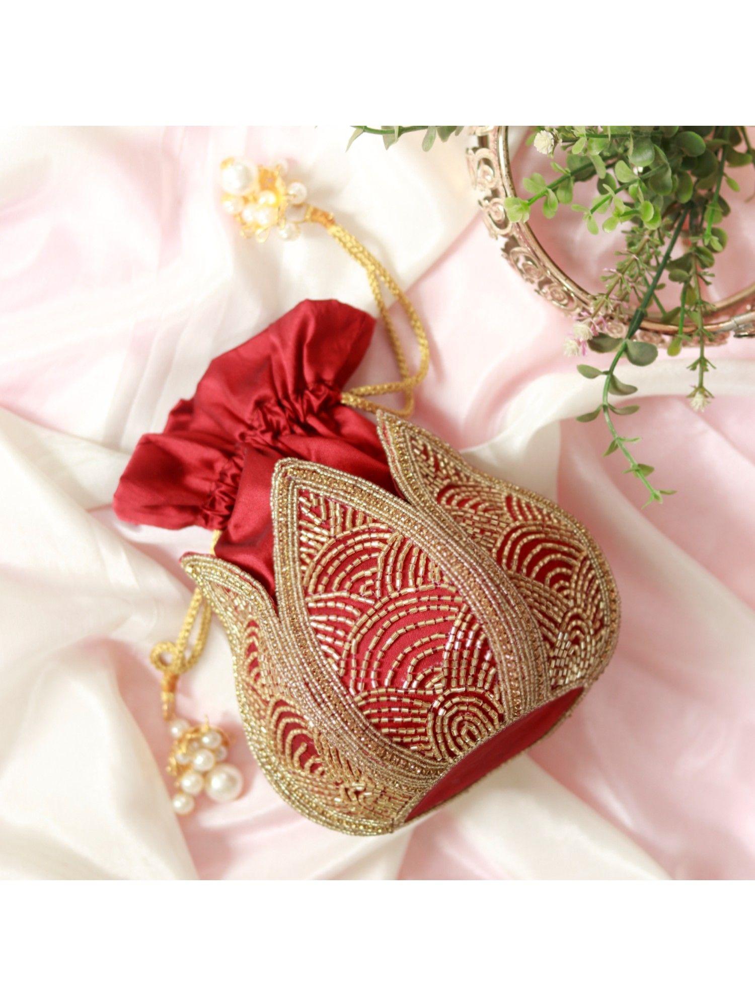 hasta hand embroidered mini lotus potli