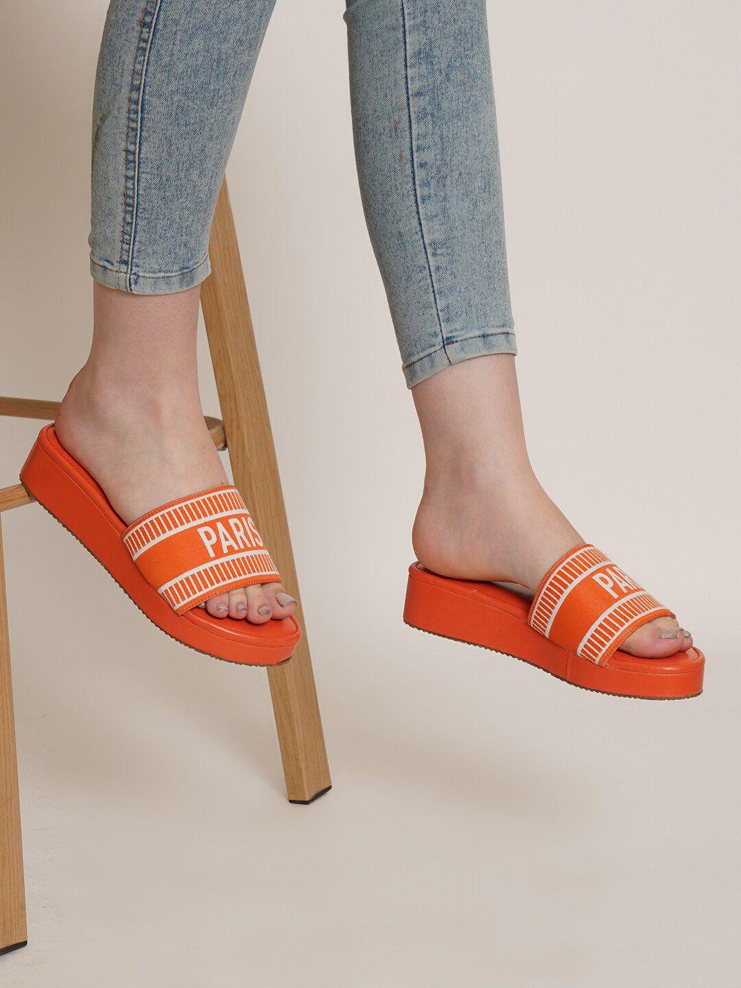 hasten printed open toe flatform heels