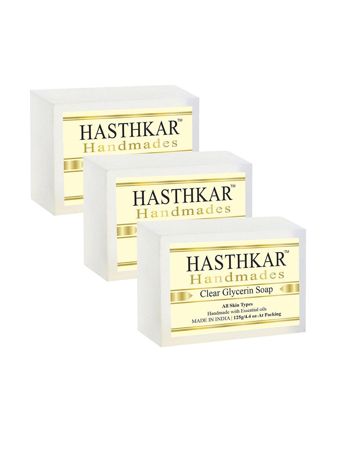 hasthkar set of 3 handmades clear glycerin soap 125gm each