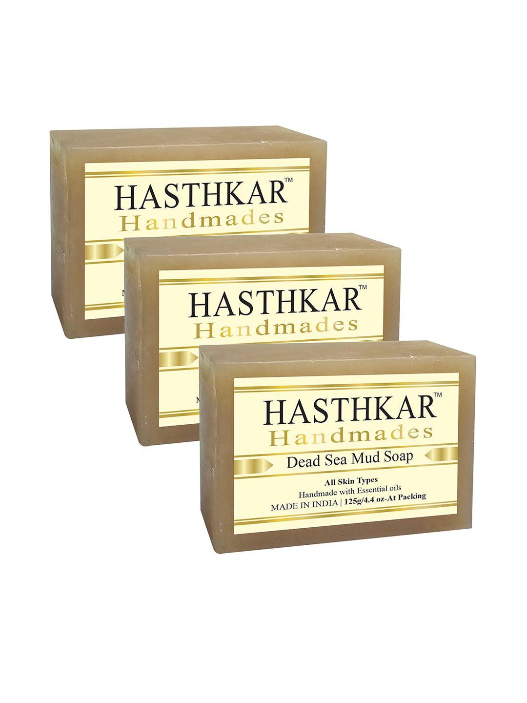 hasthkar set of 3 handmades glycerine dead sea mud soap 125gm each