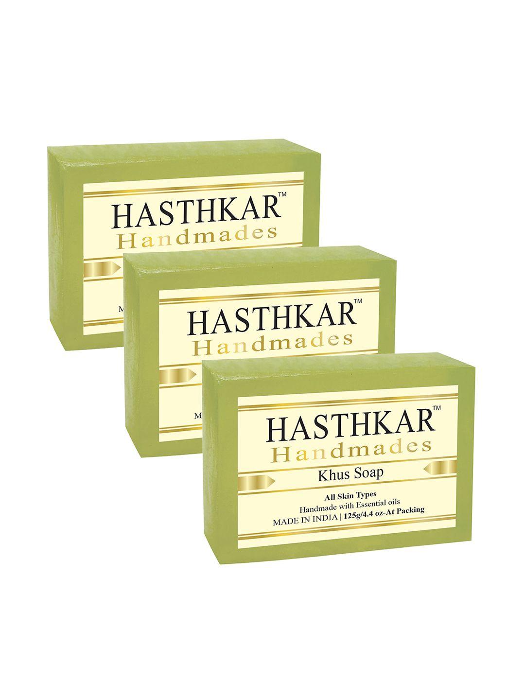 hasthkar set of 3 handmades glycerine khus soap 125gm each
