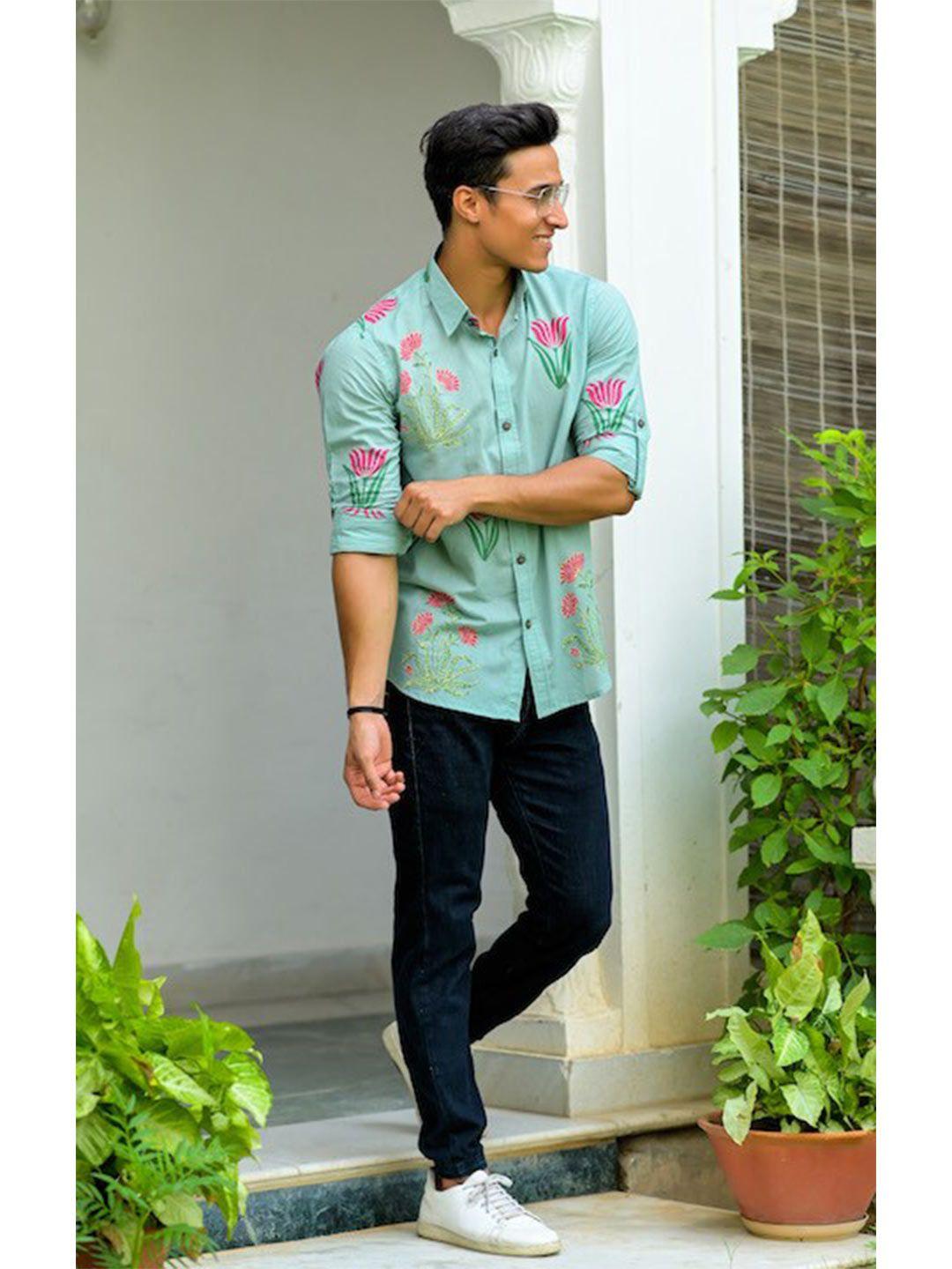 hatheli floral printed cotton casual shirt