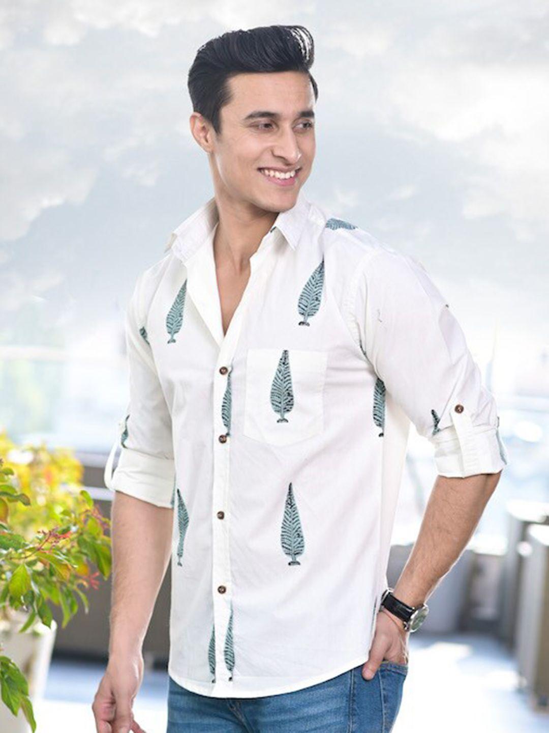 hatheli ethnic motif printed cotton casual shirt