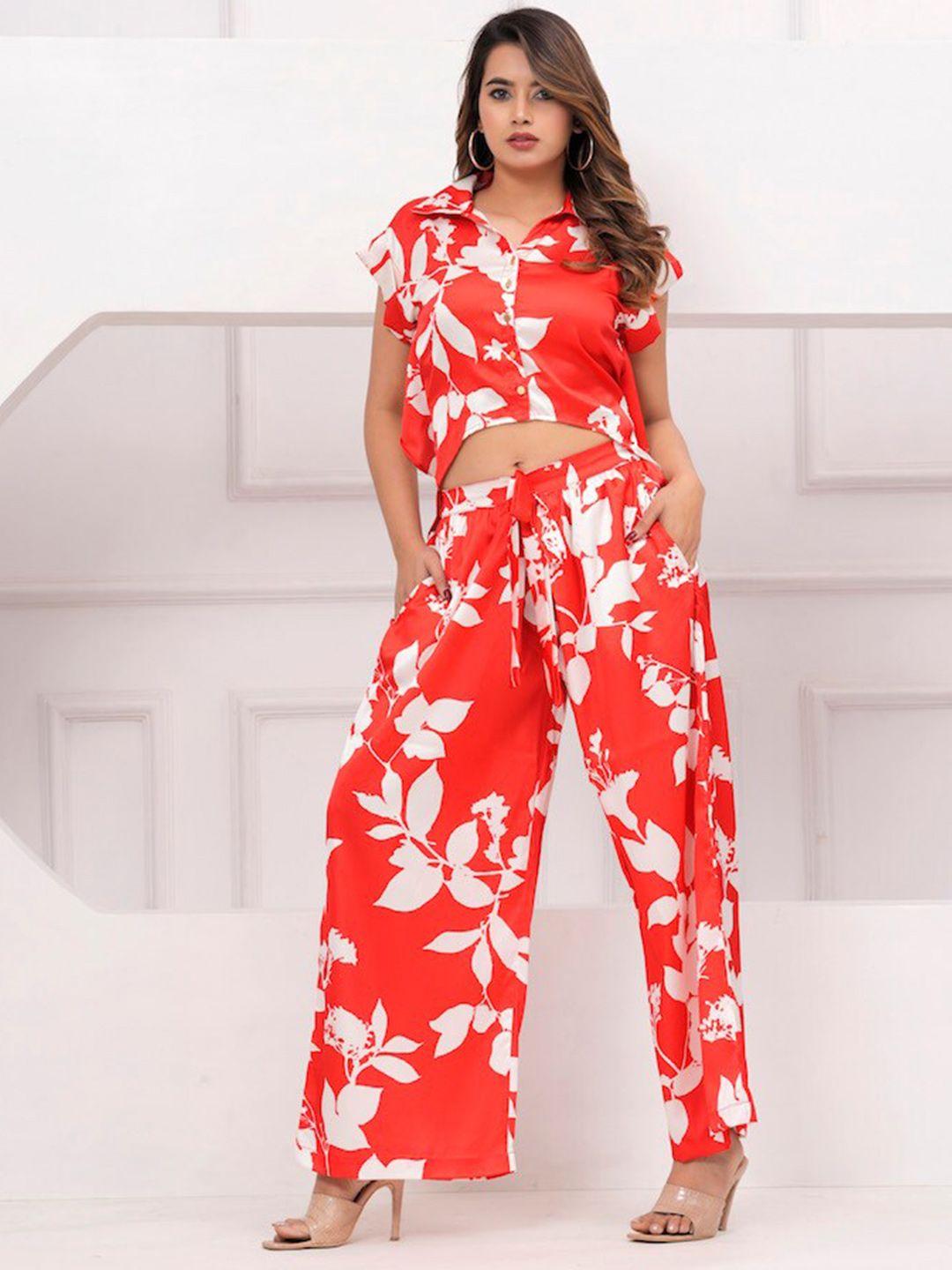 hatheli printed shirt & palazzo co-ord set