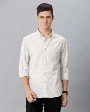 hathered shirt with patch pocket