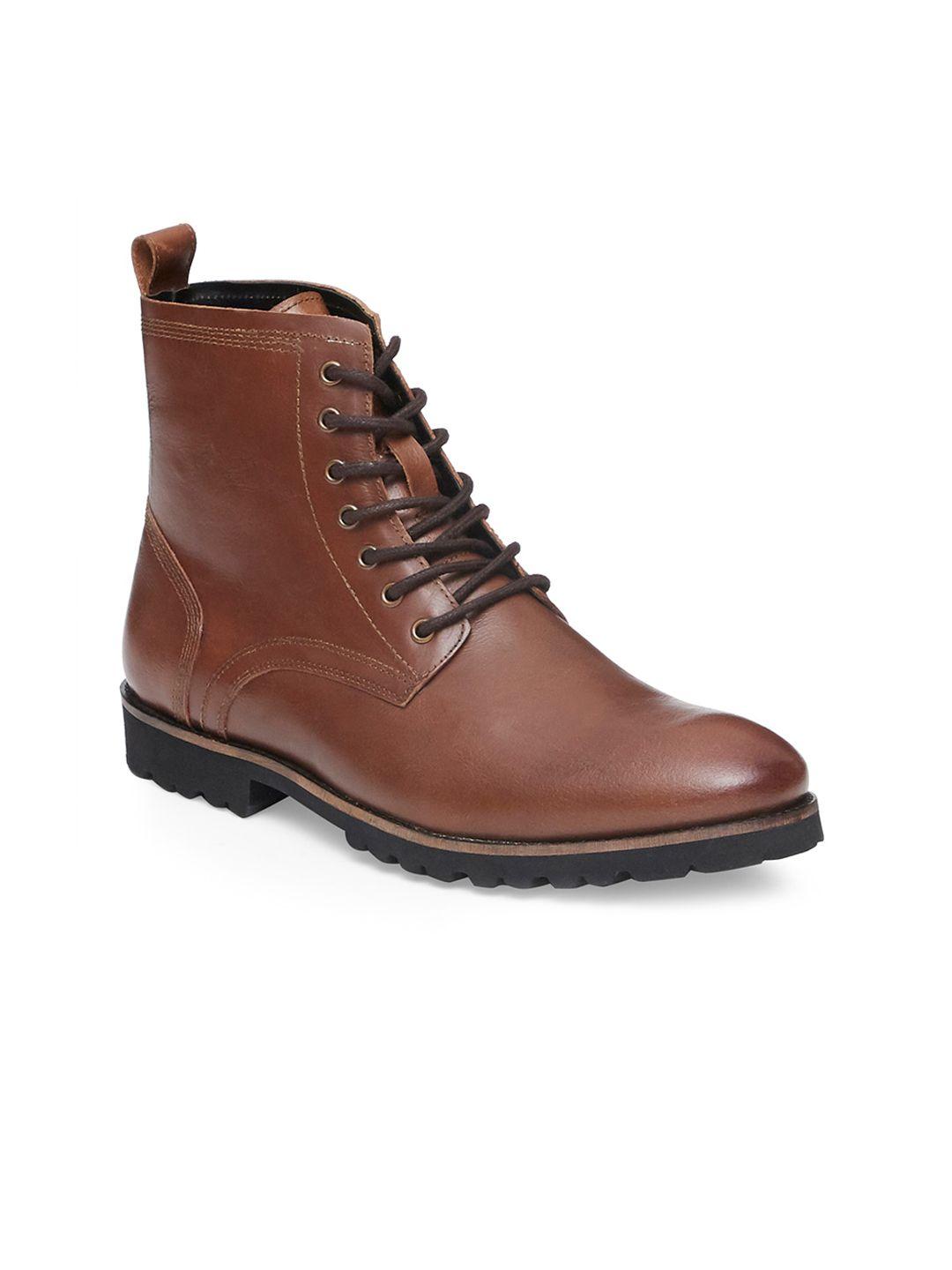 hats off accessories men brown solid high-top leather boots