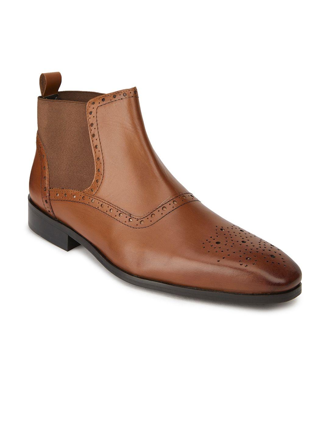 hats off accessories men leather blocked mid-top chelsea boots