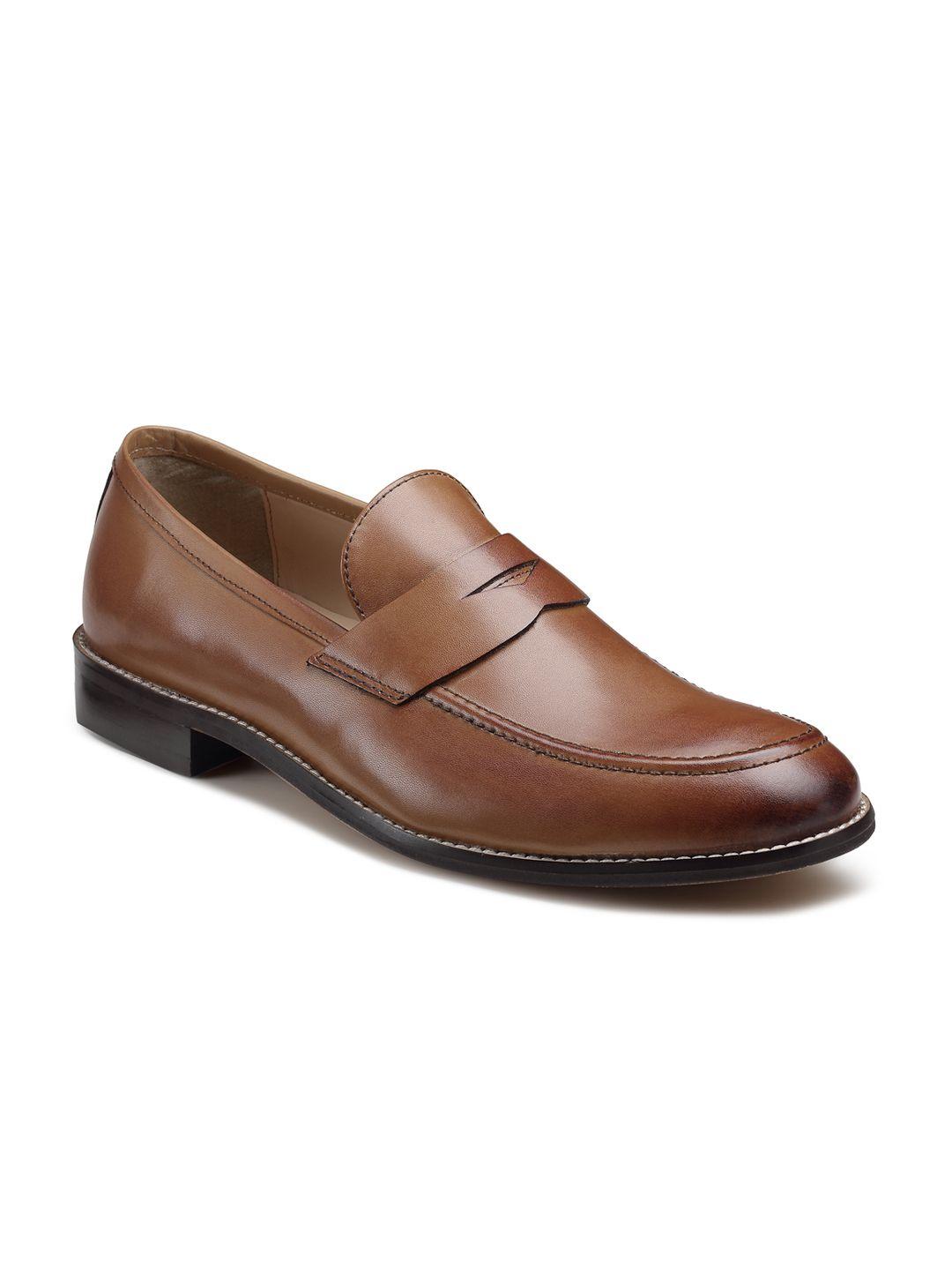 hats off accessories men tan brown solid formal slip-on shoes