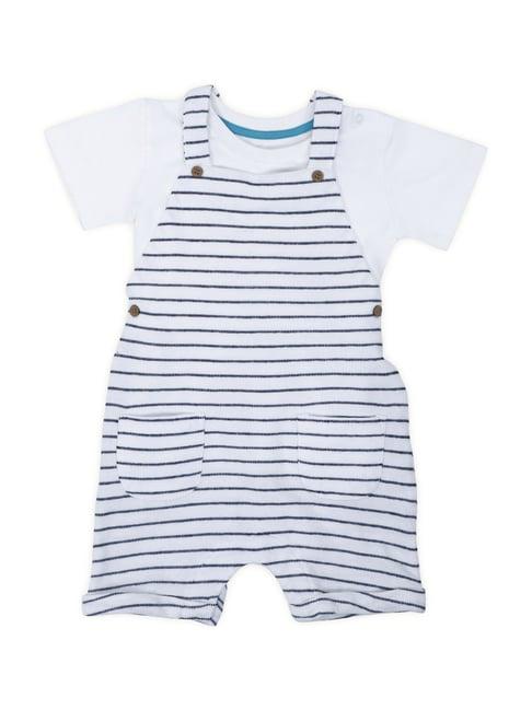 haus & kinder kids tropical retreat blue & white cotton striped t-shirt set