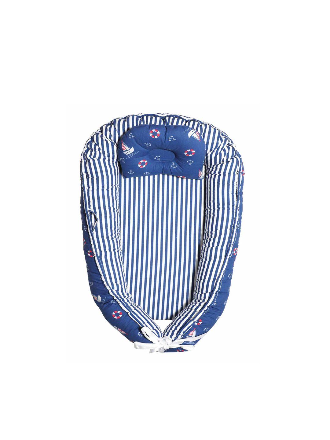haus & kinder infants navy-blue & white printed baby sleeping bag