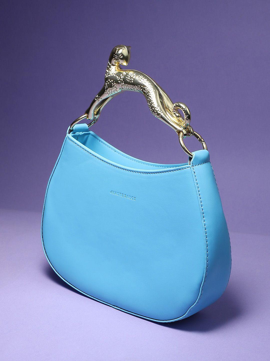 haute sauce by campus sutra blue structured handheld bag