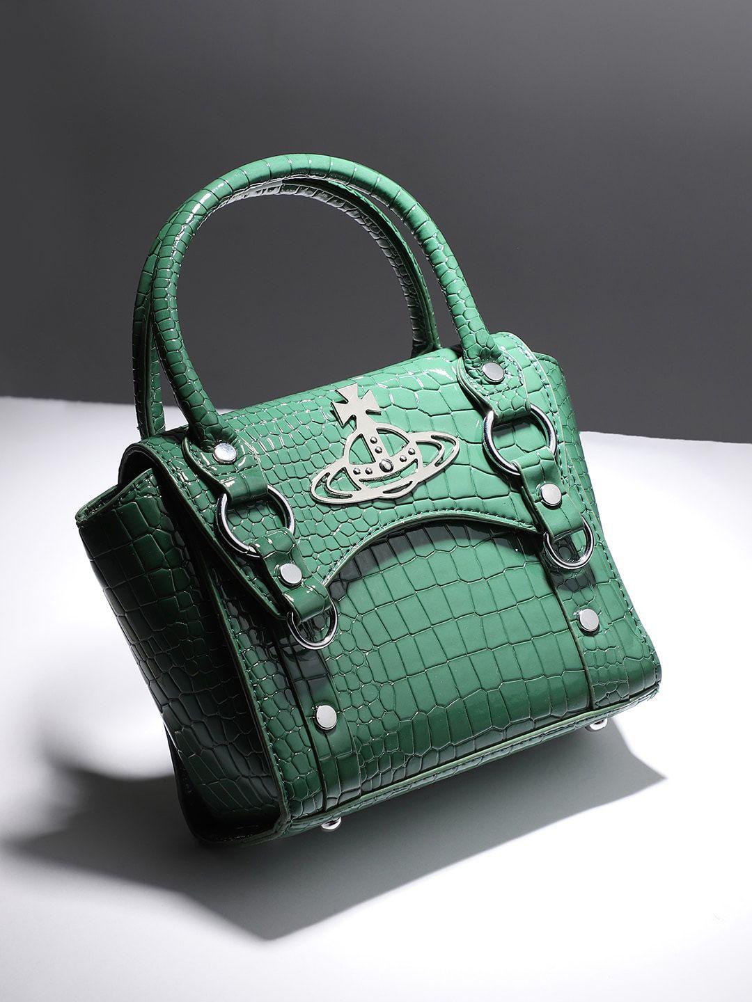 haute sauce by campus sutra green bucket sling bag with tasselled