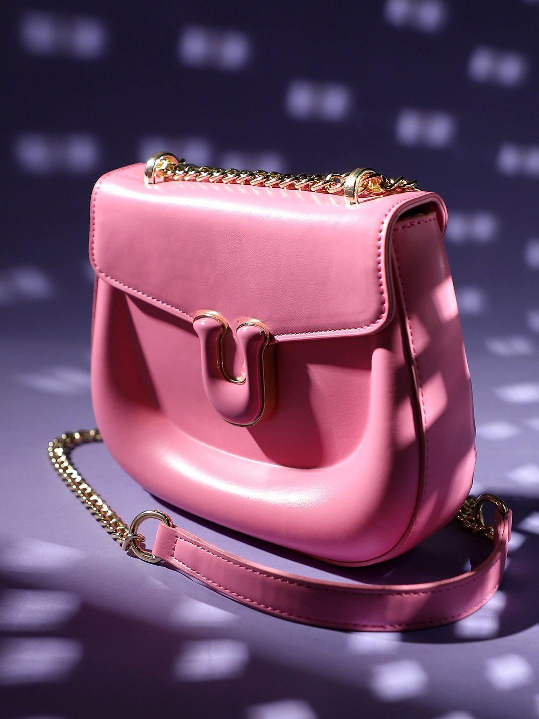 haute sauce by campus sutra pink half moon sling bag