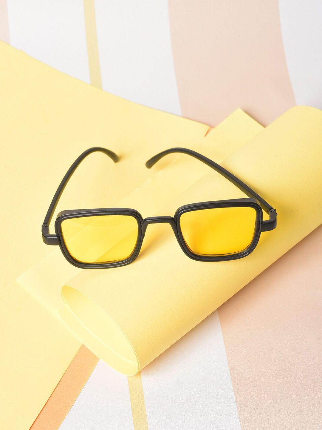 haute sauce by campus sutra unisex yellow lens & black wayfarer sunglasses with polarised lens