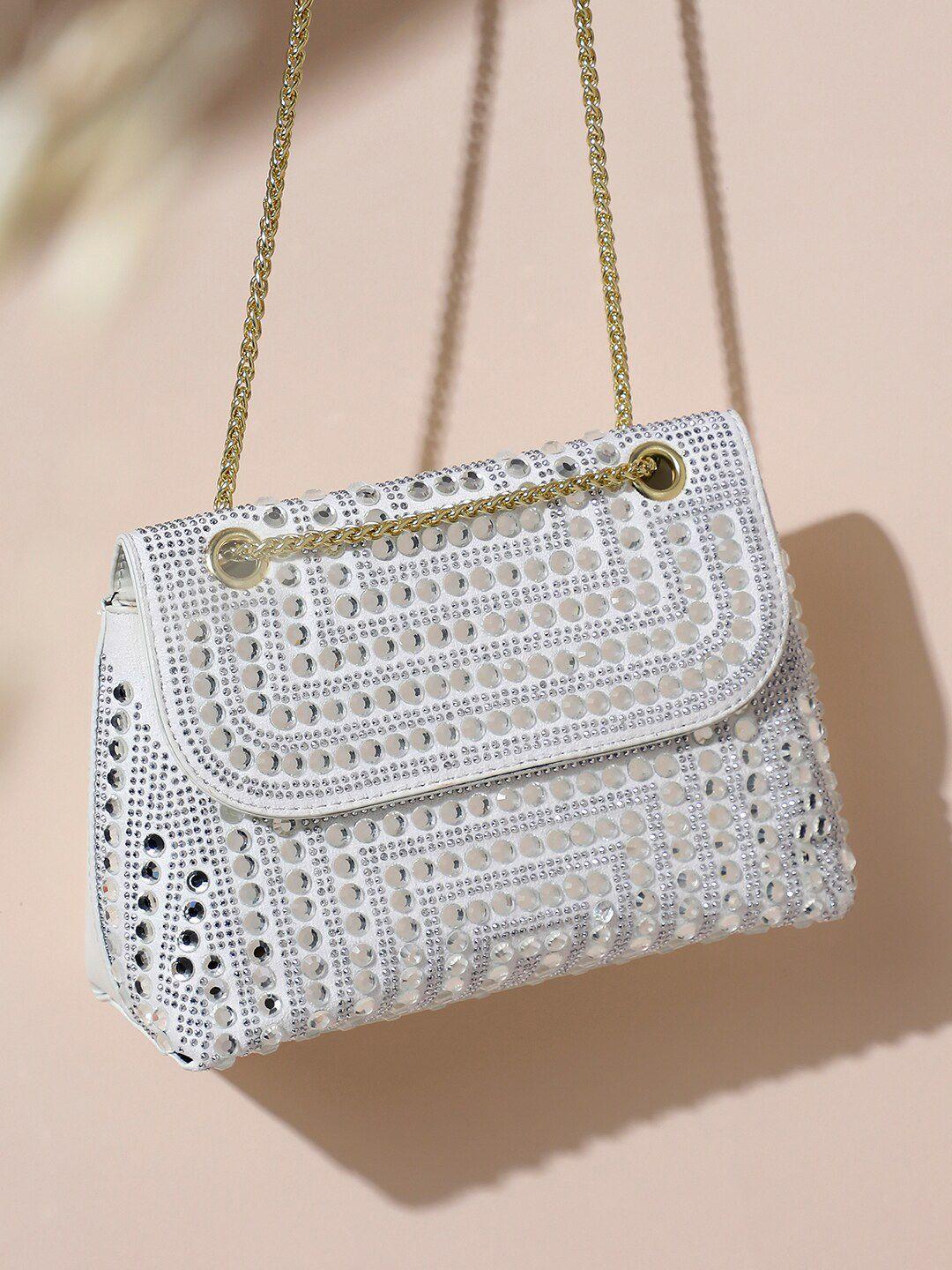 haute sauce by campus sutra white structured sling bag