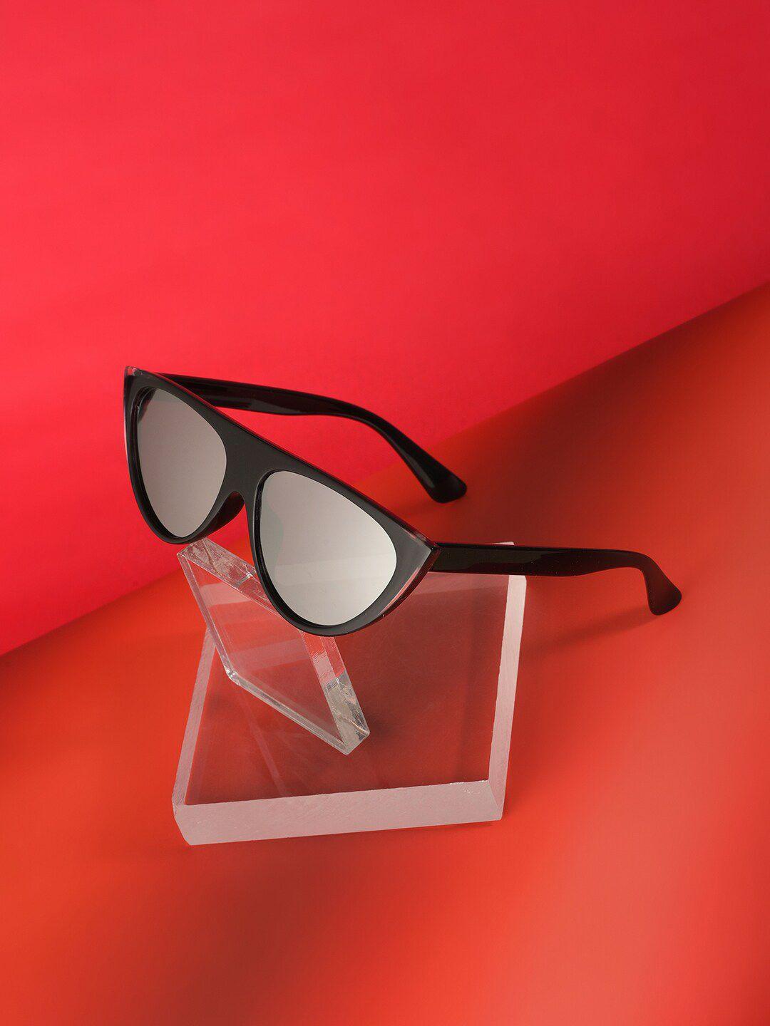 haute sauce by campus sutra women black lens & black cateye sunglasses with uv protected lens