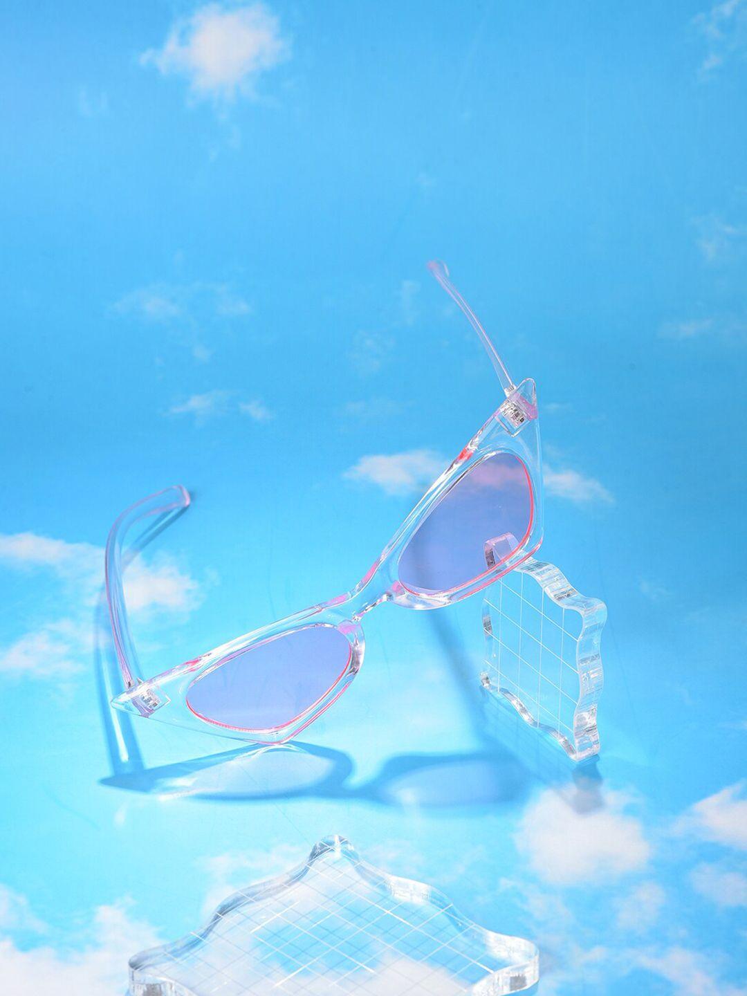 haute sauce by campus sutra women pink lens & white cateye sunglasses
