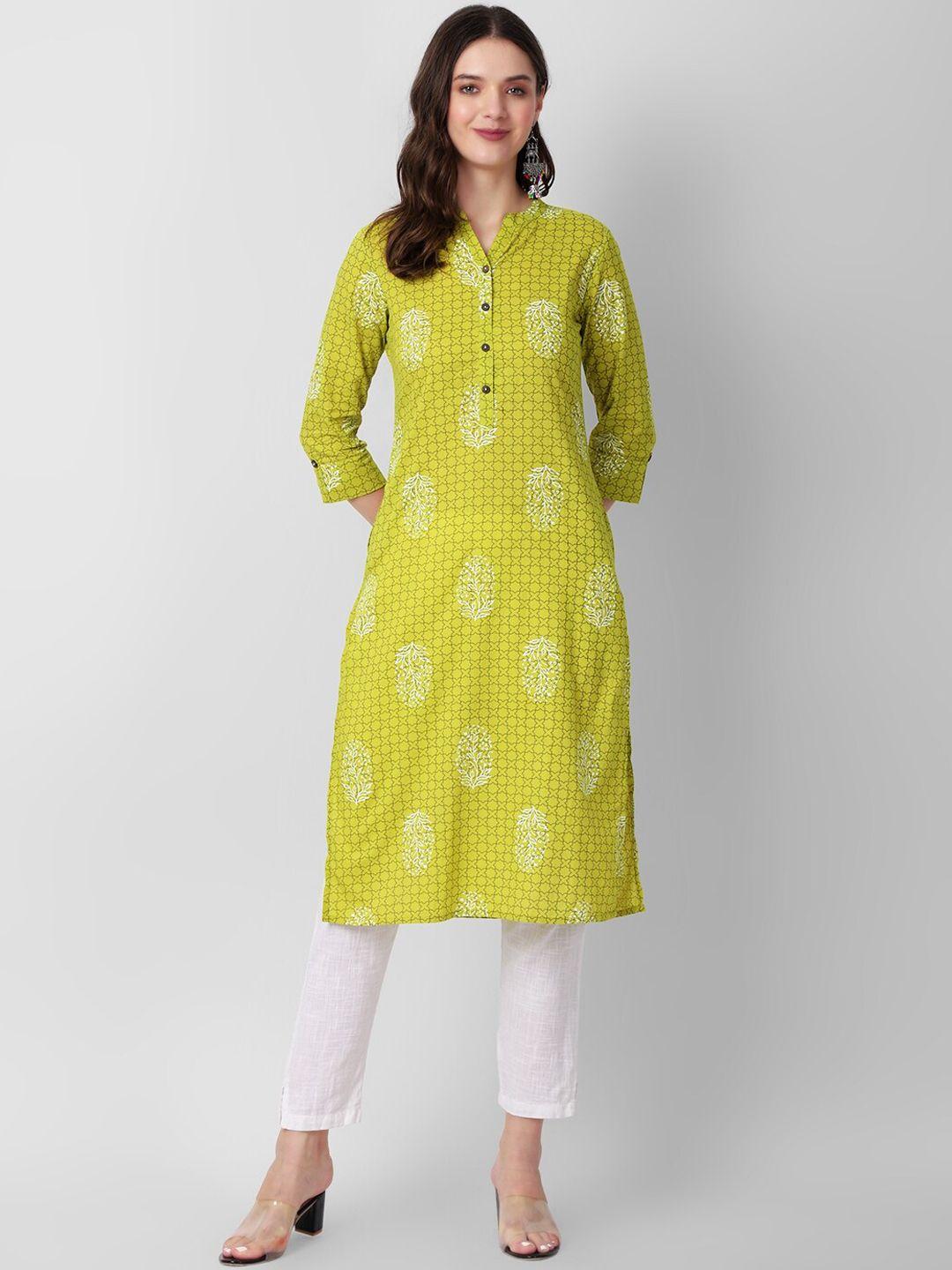 haute and humble ethnic motifs printed band collar pure cotton kurta