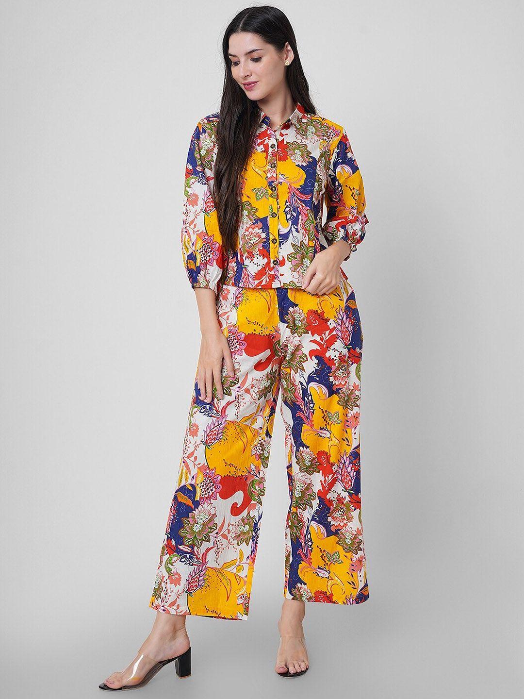 haute and humble floral printed pure cotton shirt & trouser