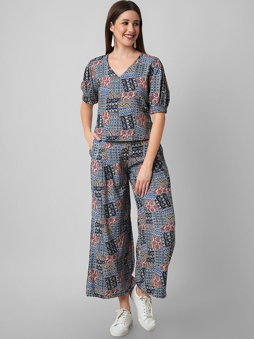 haute and humble printed pure cotton top and palazzos co-ords