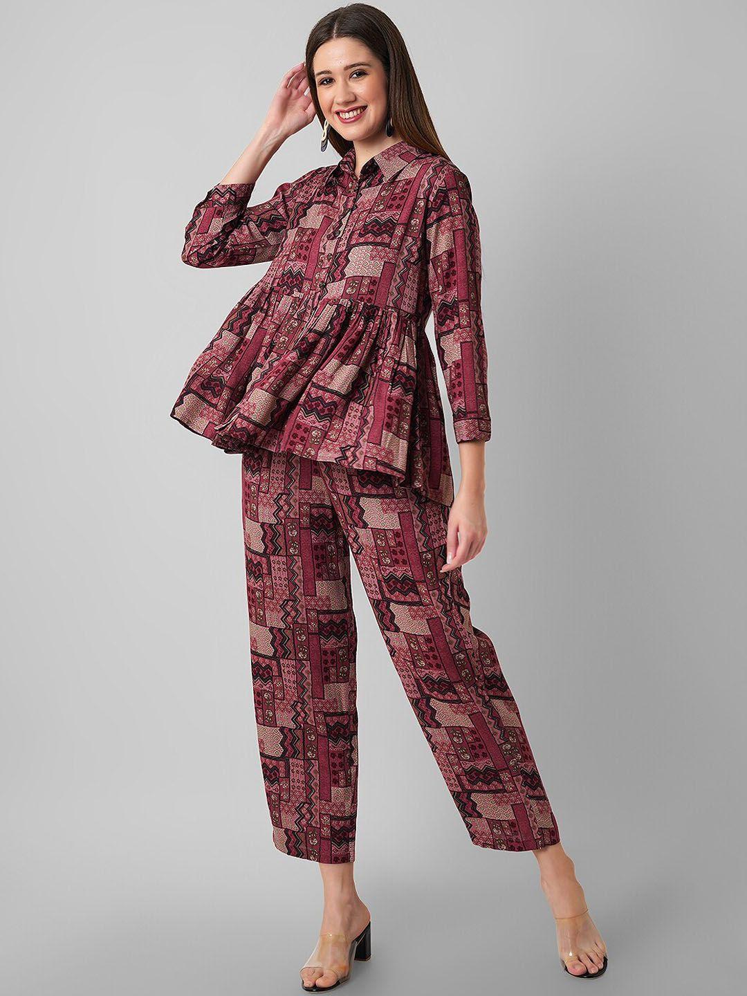 haute and humble printed pure cotton tunic and trousers co-ords