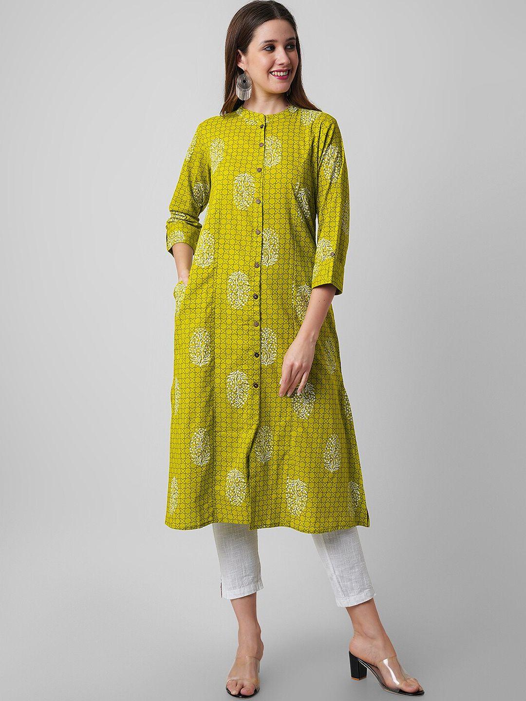 haute and humble women green ethnic motifs printed cold-shoulder sleeves sequinned floral kurta