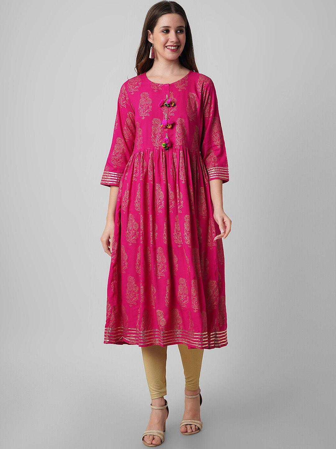 haute and humble women pink ethnic motifs printed quirky kurta