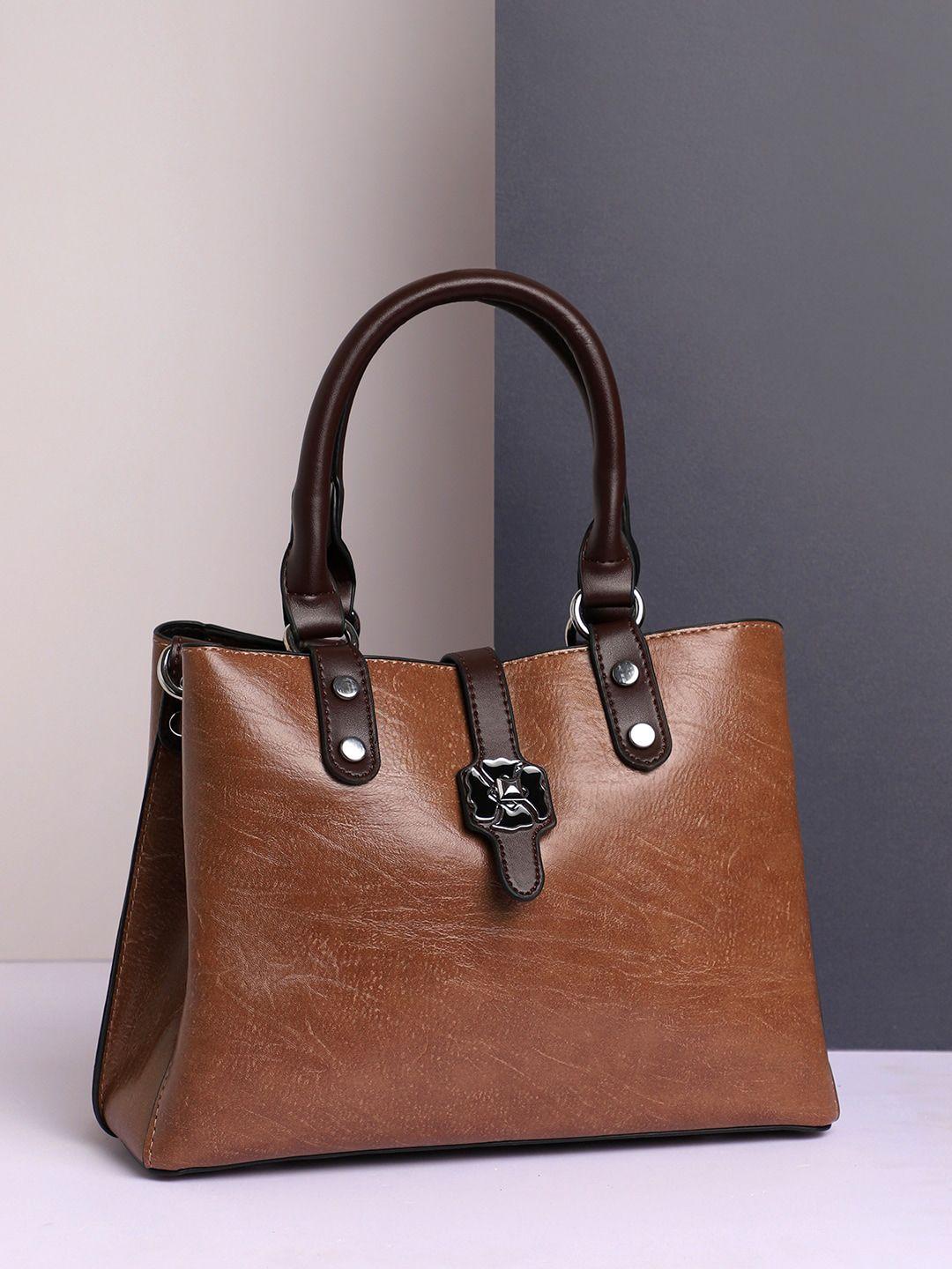 haute sauce by  campus sutra brown structured handheld bag