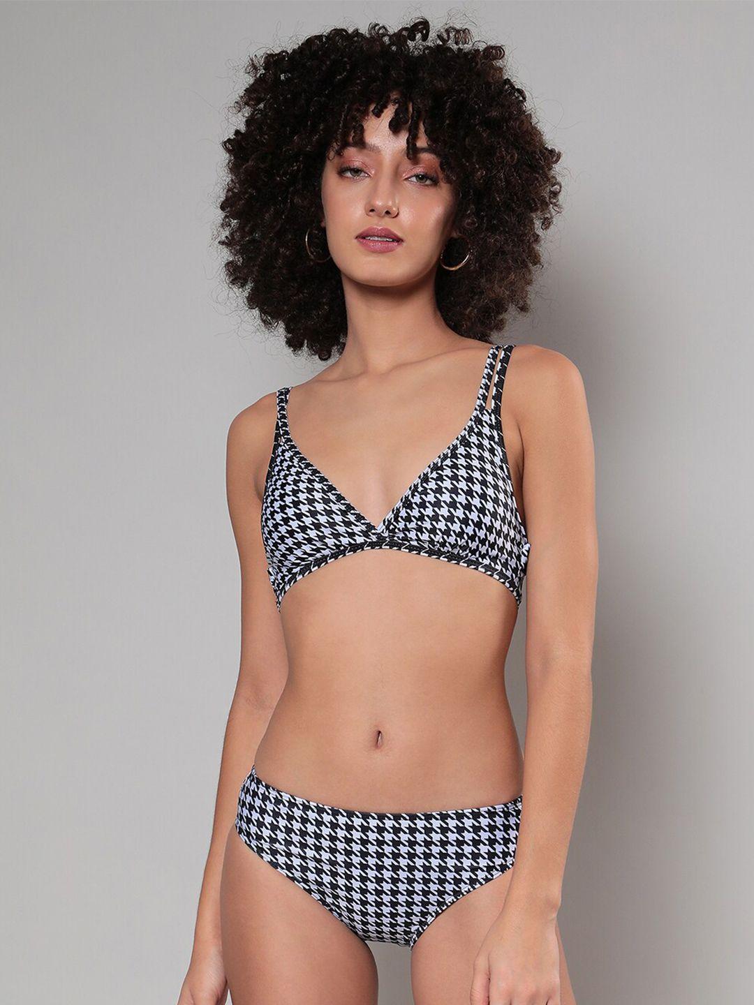 haute sauce by  campus sutra checked two-piece swim bikini set