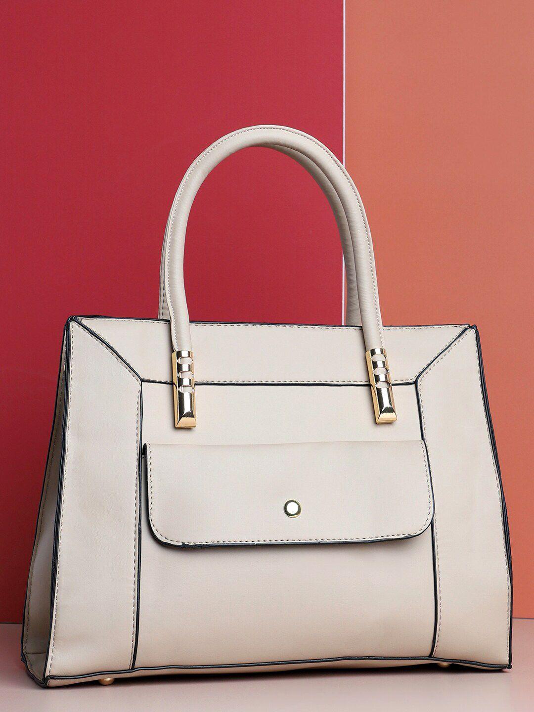 haute sauce by  campus sutra cream-coloured structured satchel