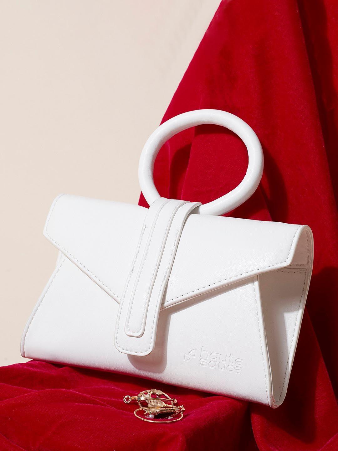 haute sauce by  campus sutra white pu structured sling bag