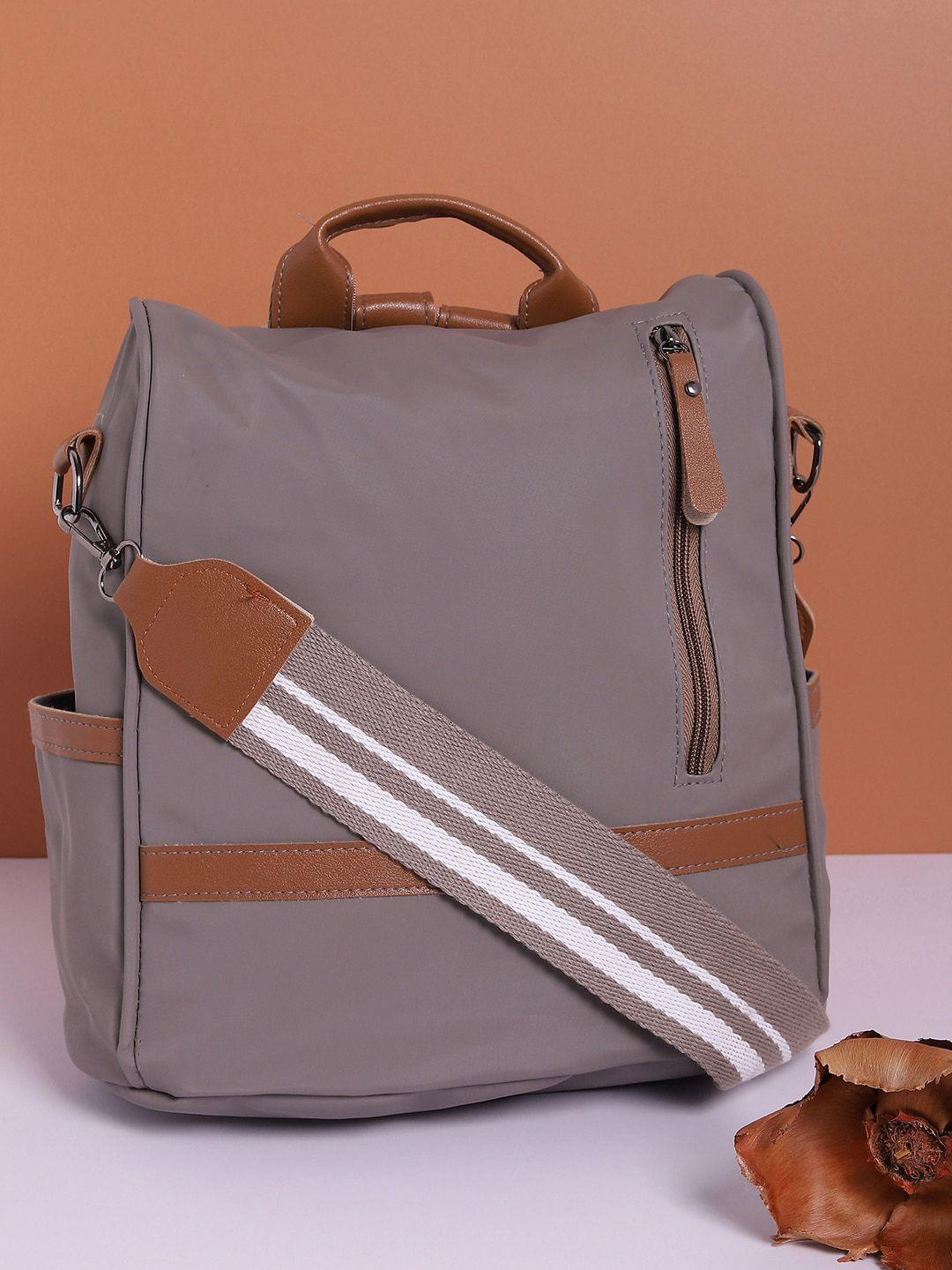 haute sauce by  campus sutra women grey & brown solid backpack