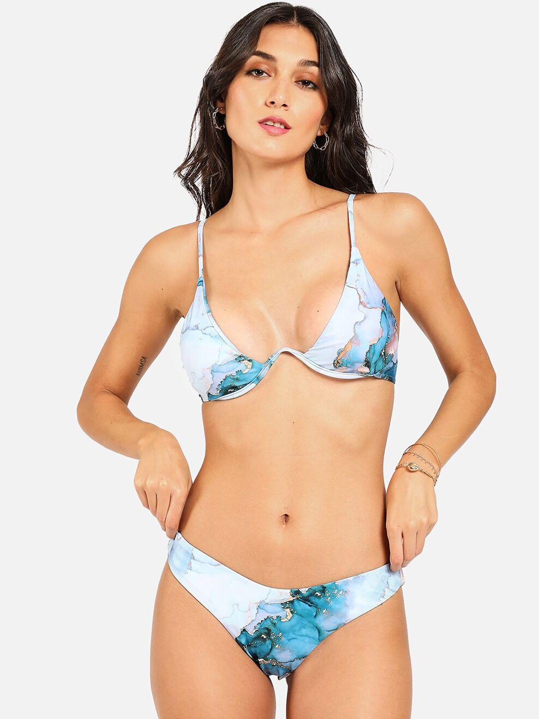 haute sauce by  campus sutra women printed 3 piece bikini set