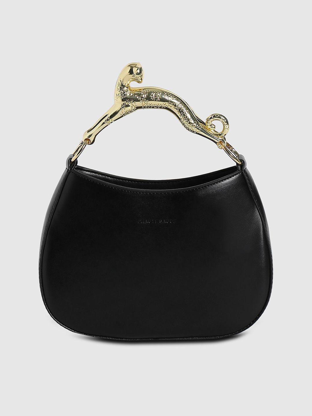 haute sauce by campus sutra black oversized bucket hobo bag
