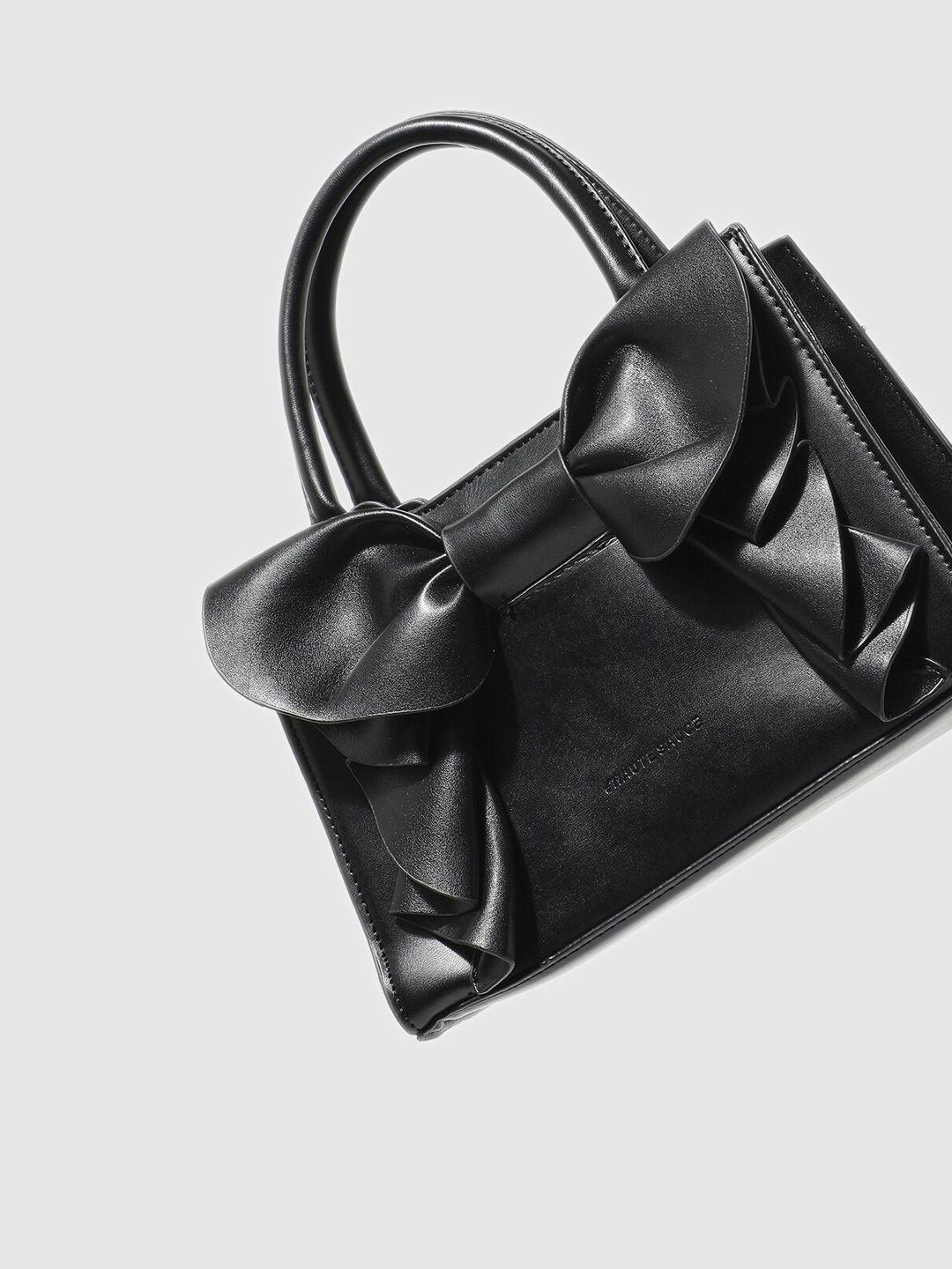 haute sauce by campus sutra black structured hobo bag with quilted