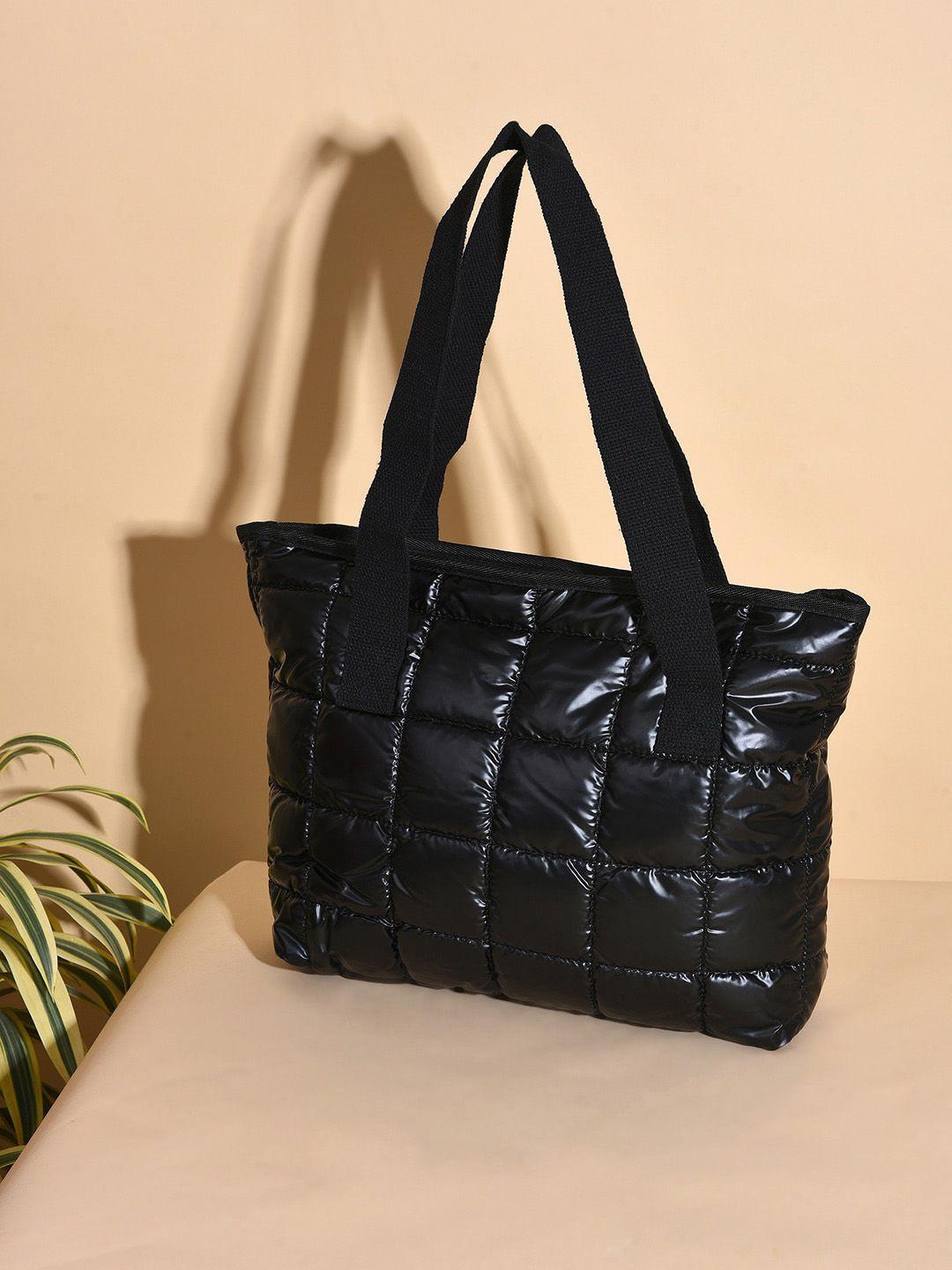 haute sauce by campus sutra black structured quilted shoulder bag