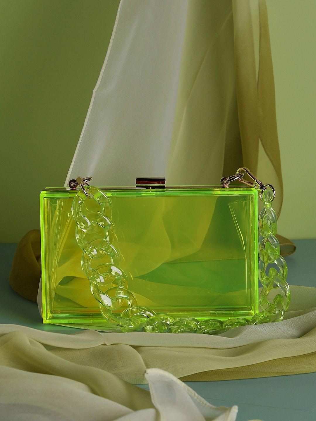 haute sauce by campus sutra green pu structured handheld bag