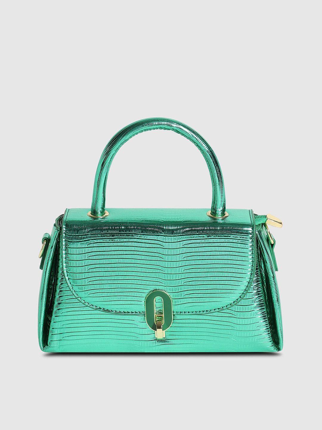 haute sauce by campus sutra green structured handheld bag