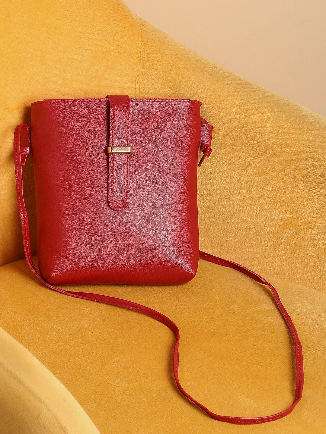 haute sauce by campus sutra maroon pu structured sling bag