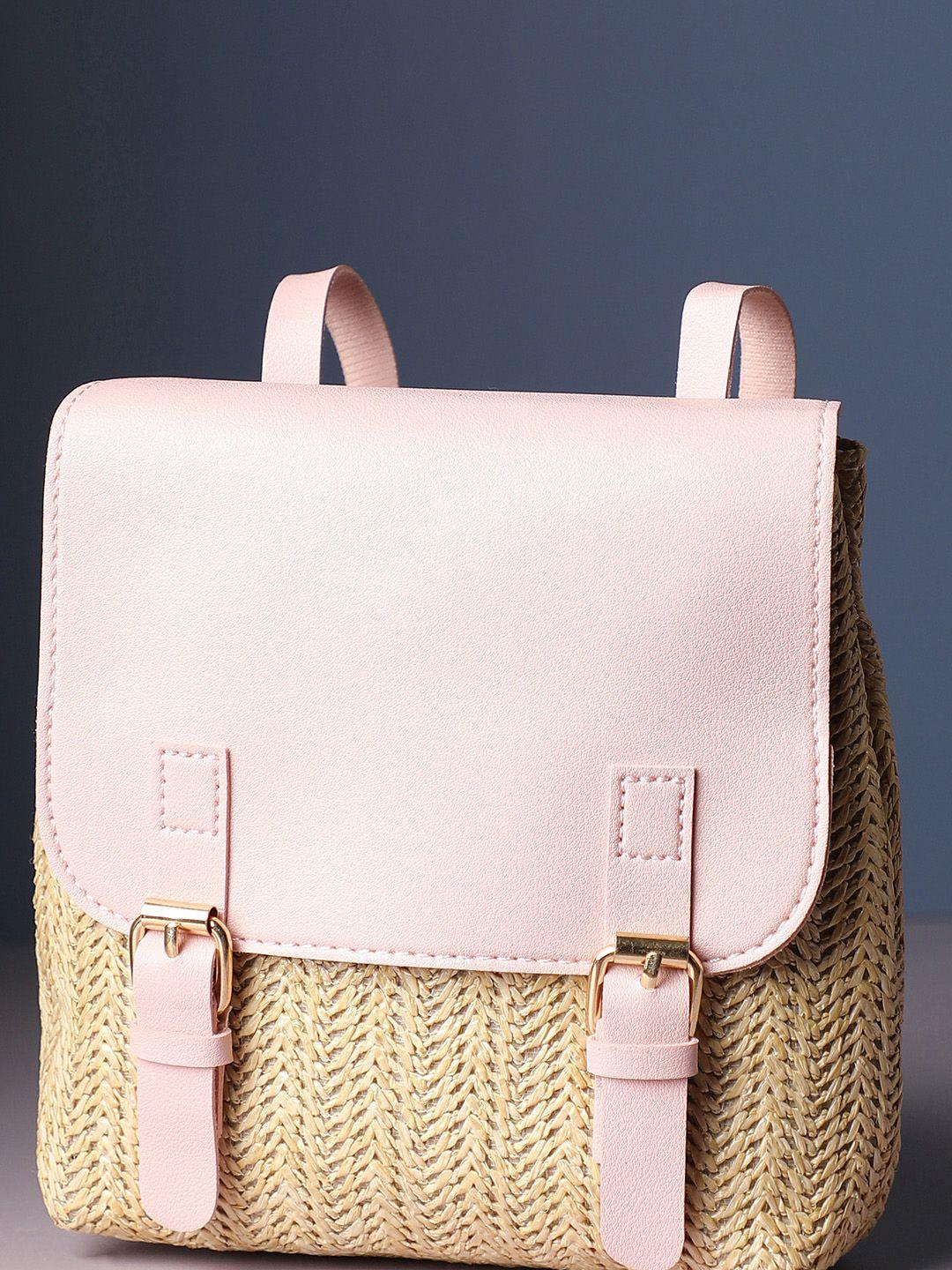 haute sauce by campus sutra pink pu structured handheld bag