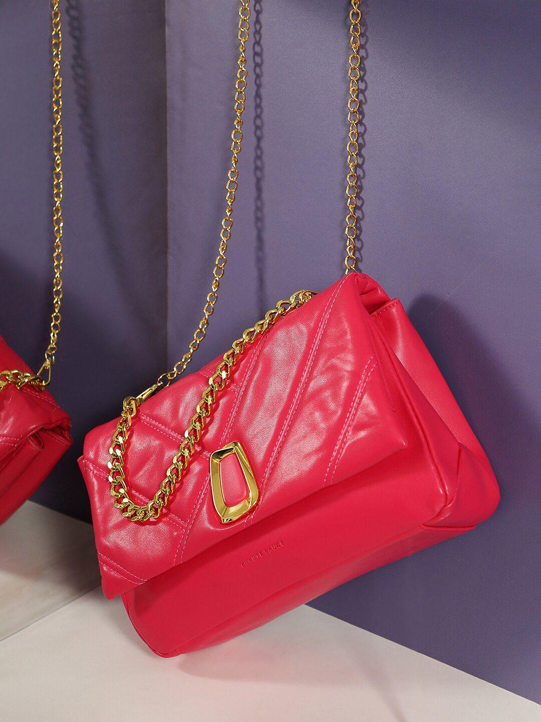haute sauce by campus sutra pink structured sling bag