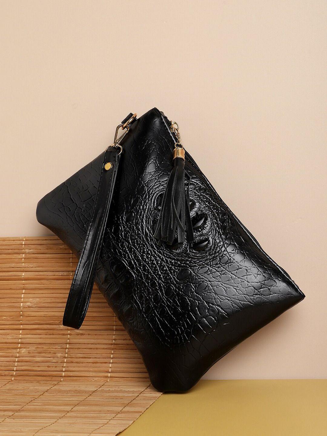 haute sauce by campus sutra textured vegan leather purse clutch