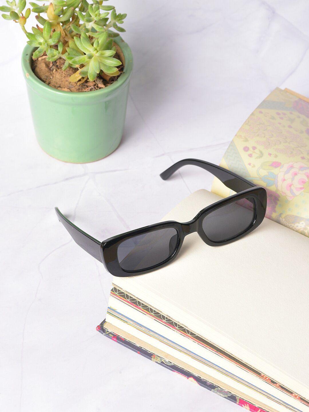 haute sauce by campus sutra unisex black lens & black rectangle sunglasses with uv protected lens