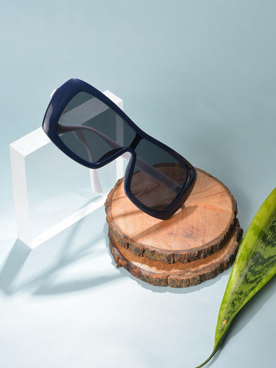 haute sauce by campus sutra unisex black lens & white oversized sunglasses with uv protected lens